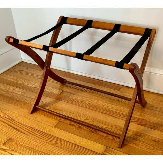 Hotel Cabana Style Folding Luggage Rack, Mahogany For Sale - Image 9 of 11