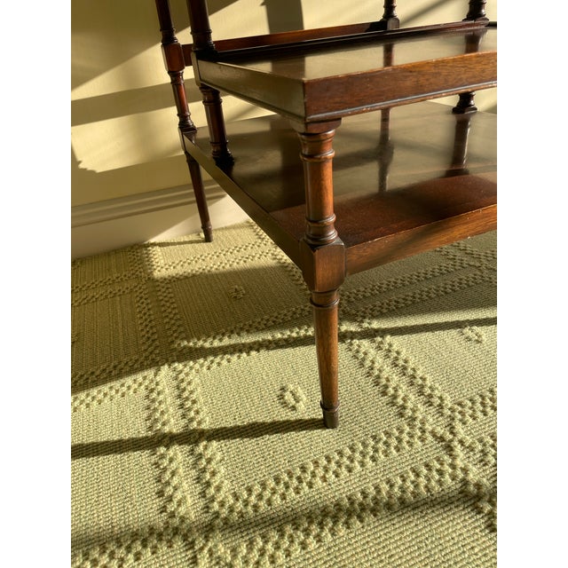 Wood Tiered Side Table With Leather Top For Sale - Image 7 of 8