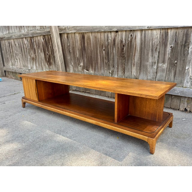 Brown Lane Rhythm Mid Century Walnut Coffee Table or Credenza For Sale - Image 8 of 9