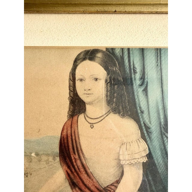 White “Mother's Joy” Antique Color Lithograph Print by Kellogg in Carved Wood Adirondack Frame For Sale - Image 8 of 13