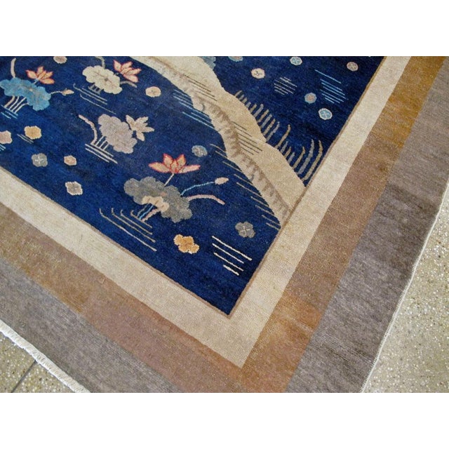 Navy Blue Galerie Shabab Collection Early 20th Century Chinese Peking Carpet For Sale - Image 8 of 9