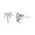 Contemporary 10K White Gold 1/10 Cttw Diamond Encrusted Palm Tree Stud Earrings (H-I Color, I1-I2 Clarity) For Sale - Image 3 of 5