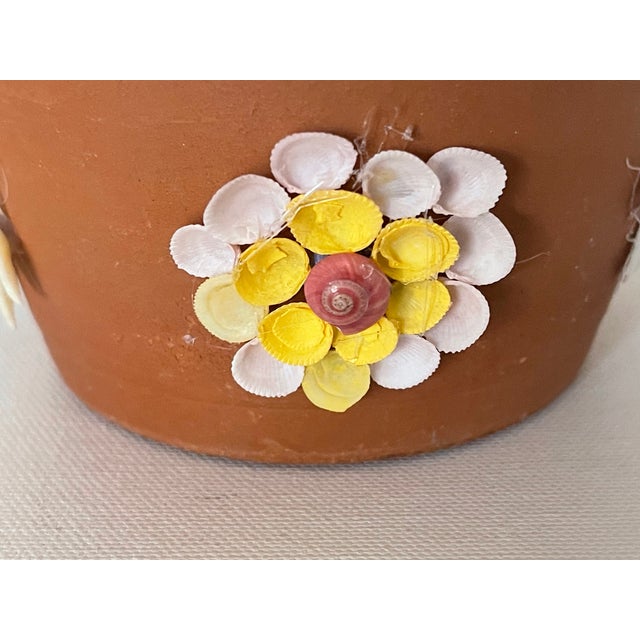 Traditional Vintage Terracota Flower Pot Encrusted With Sea Shells For Sale - Image 3 of 7