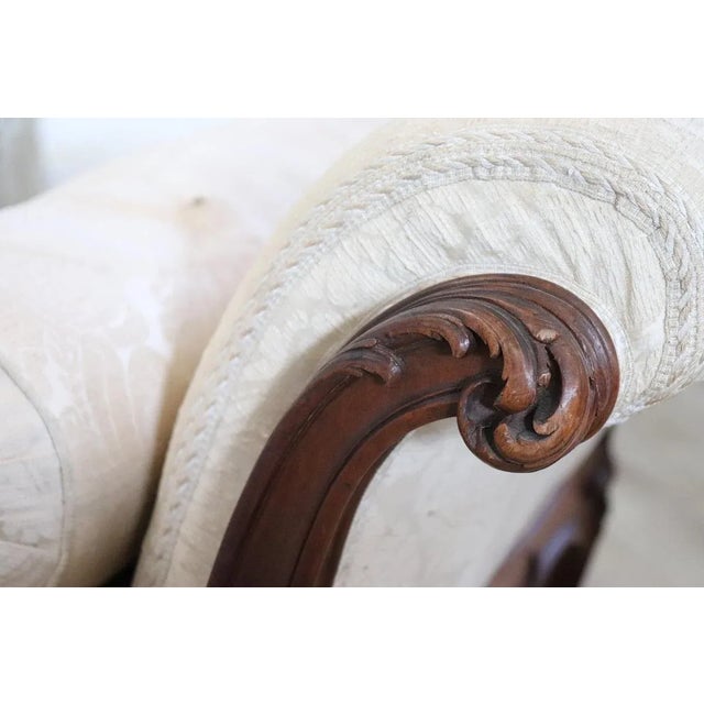 Wood Antique Chaise Lounge in Walnut, 1800s For Sale - Image 7 of 16