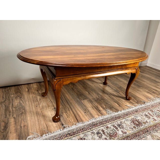 Queen Anne Vintage Solid Cherry Queen Anne Style Coffee Table Attr. Pennsylvania House For Sale - Image 3 of 9