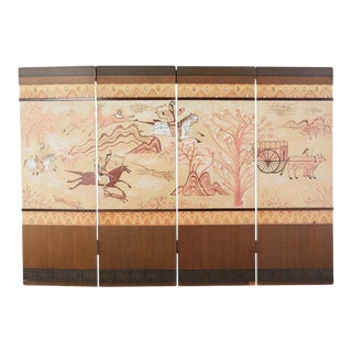 Mongolian Four Panel Hunting Screen From Korea For Sale