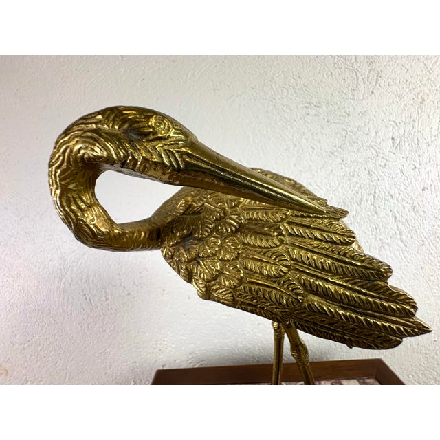 French Mid-Century Vintage Maison Bagues Solid Brass Heron Sculpture For Sale - Image 3 of 11