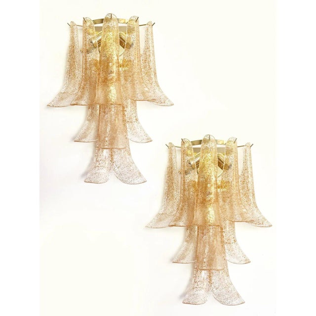 Gold and Transparent Selle Murano Glass Wall Sconces by Simoeng, Set of 2 For Sale - Image 6 of 6
