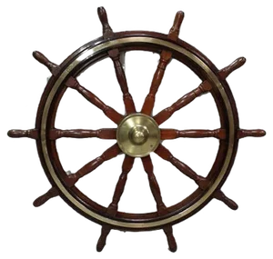 Ship's Steering Wheel in Teak, Early 20th Century