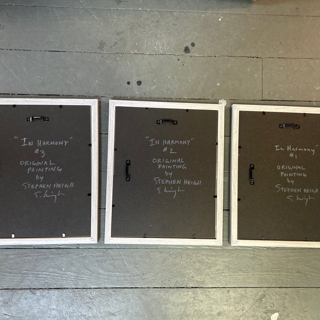 Black Three Contemporary Original Abstract Paintings by Stephen Heigh “In Harmony #1-3” For Sale - Image 8 of 11