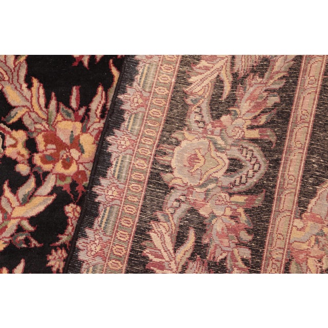 Textile Shabby Chic Trellis 1990's Pak-Persian Black/Rust Wool Rug - 6'1'' X 9'3'' For Sale - Image 7 of 9