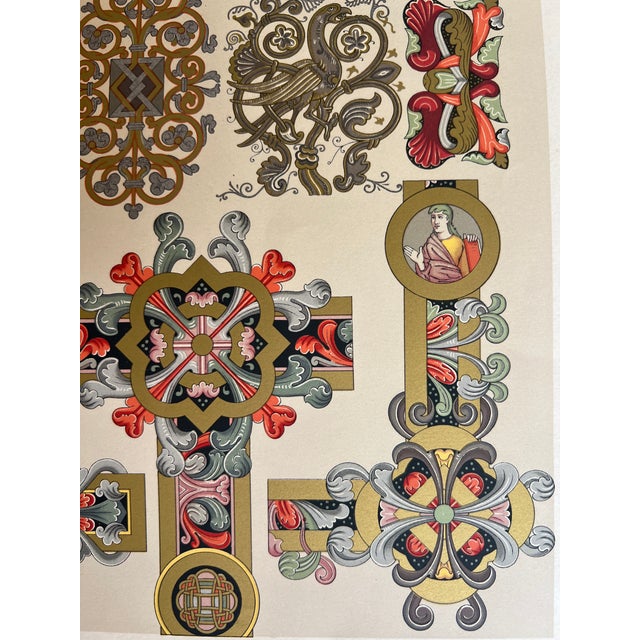 Late 19th Century Antique French Gothic Revival Chromolithograph "Moyen-Age" Medieval Ornament Study, C. 1875 For Sale - Image 5 of 7