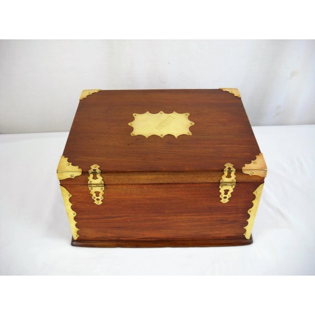 Antique Lillian Brass & Wood Box For Sale - Image 4 of 8
