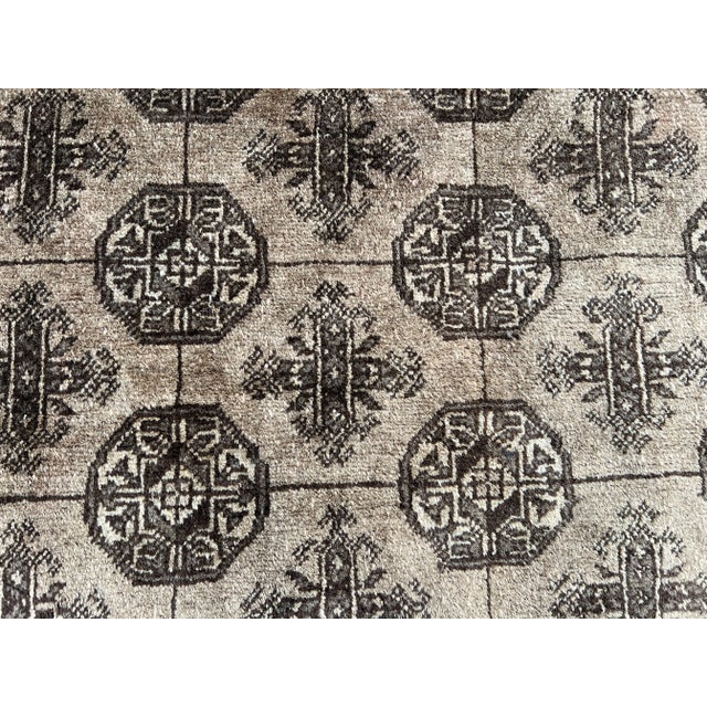 Tan Bukhara Rug – Vintage Hand-Knotted Turkmen Wool Runner Rug For Sale - Image 6 of 11