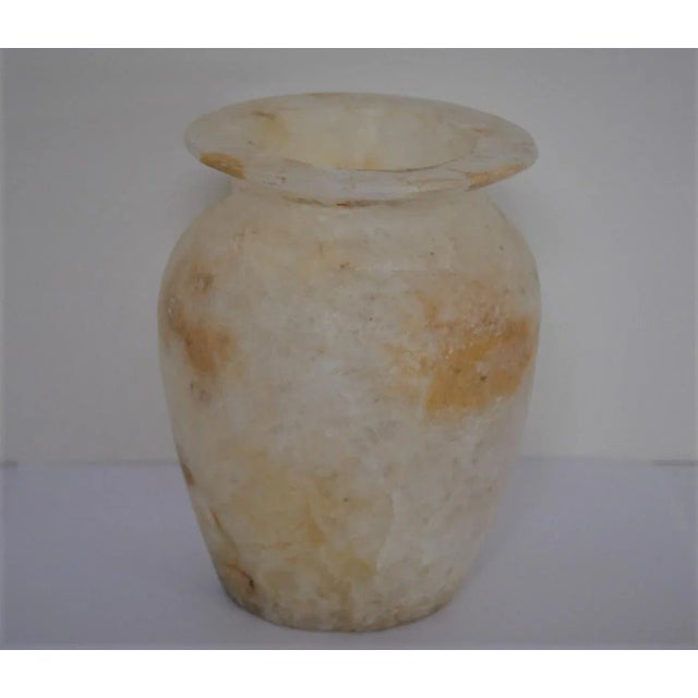 1910's Egyptian or Phoenician Style Pure Alabaster Vase Jar For Sale - Image 9 of 11