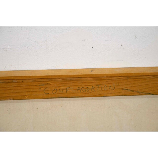 Postmodern Alan Watson Conflagration Abstract Surrealism Oil Painting on Canvas Framed 1986 For Sale - Image 3 of 11