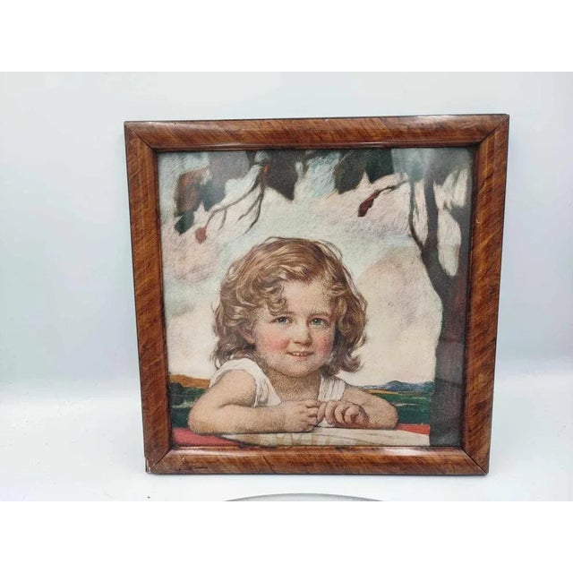 1920s Pre-War Oil Print of Girl, 1920s For Sale - Image 5 of 5