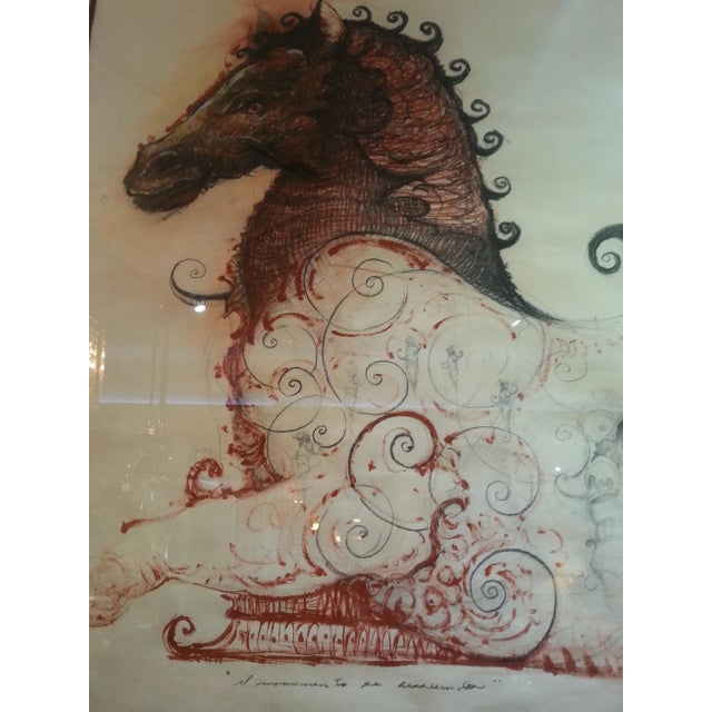 Paper 55" Pencil and Watercolor Horse by Ernesto Capdevila For Sale - Image 7 of 12