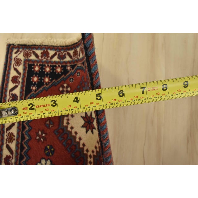 Textile Yalameh Rug 1’10” X 2’11” Red Wool Vintage Tribal Hand-Knotted Carpet For Sale - Image 7 of 8
