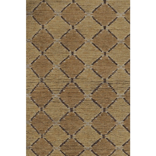 Rug & Kilim’s Modern Scandinavian Style Rug With Beige-Brown Geometric Patterns For Sale In New York - Image 6 of 8