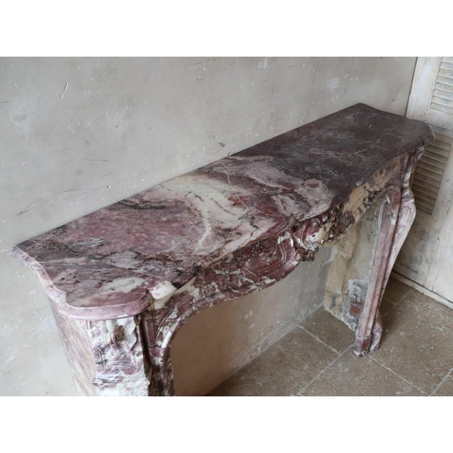 Antique Marble Trois Coquilles Fireplace in Violet de Villette For Sale - Image 12 of 18