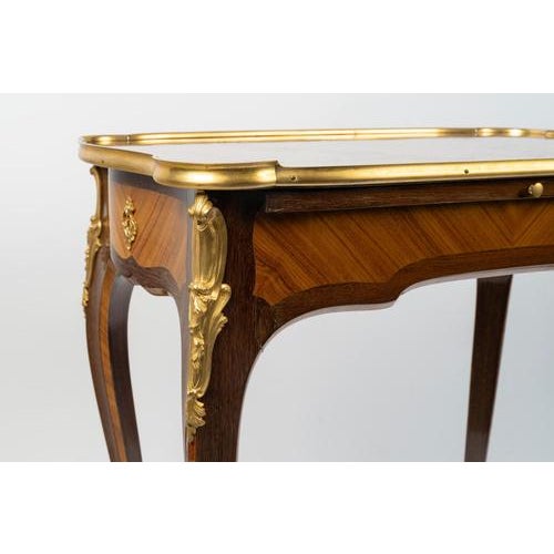 Napoleon III Writing Desk in Marquetry and Gilded Bronze For Sale - Image 3 of 7