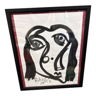 Peter Keil Original Abstract Black and White Portrait Painting For Sale