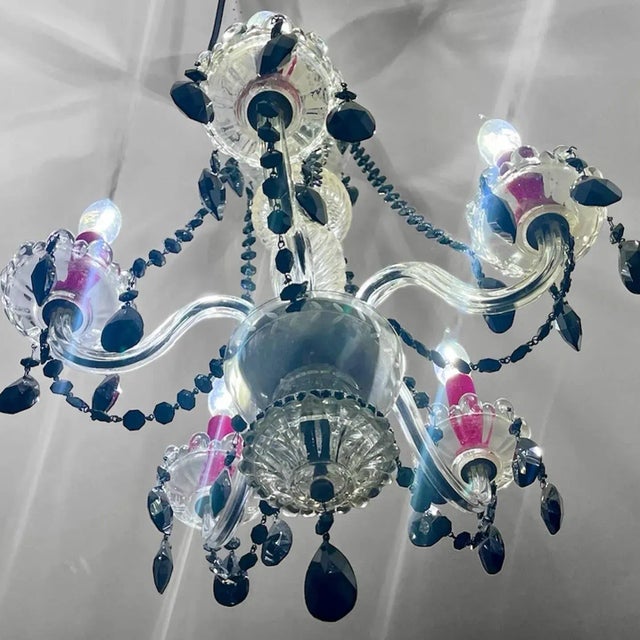 Black Karen Curtis’ Red & Black Strass Swarovski Crystal Chandelier, Antique Frame For Sale - Image 8 of 12