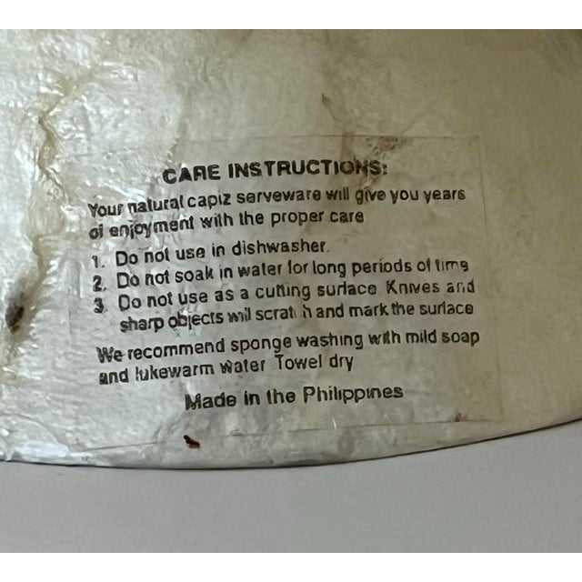 Shell Stunning, Handmade Black and Ivory Capiz Shell Inlay Decorative Pedestal Cake Stand Plate . For Sale - Image 7 of 7