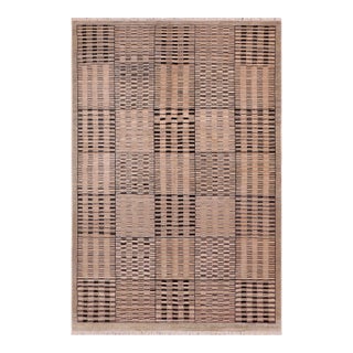 Shabby Chic Gabbeh Beige/Green Wool Rug - 6'0'' X 8'8'' For Sale