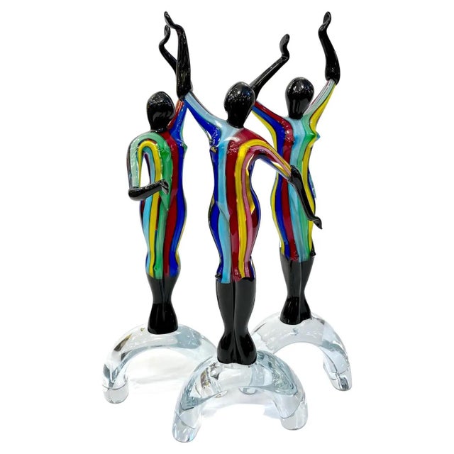 1980s 1980s Italian Colorful Murano Glass Set 3 Ballet Dancers For Sale - Image 5 of 12