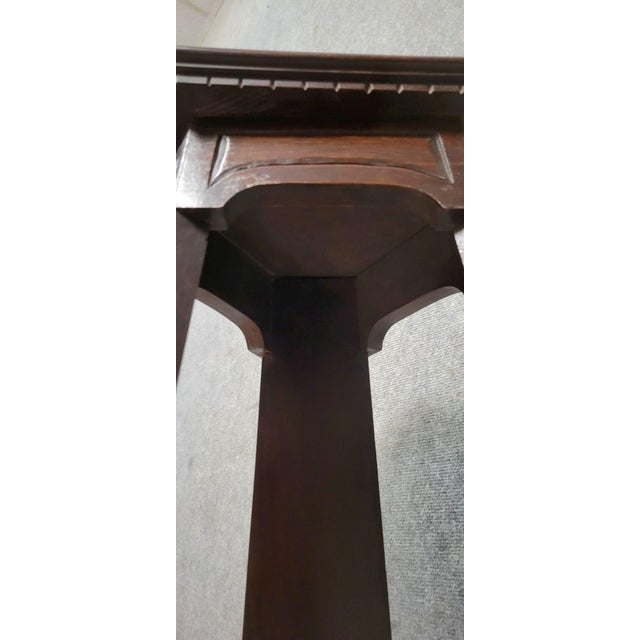 Renaissance-style carved wooden pedestal or stand, circa 1850 Fantastic and other carvings on one side H 86 x W 33 x D 29 cm
