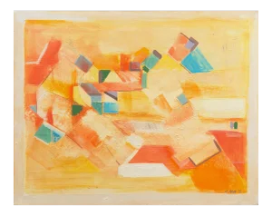 'Village in Provence' 1970, Large French Geometric Abstract Oil, Palo Alto Gallery