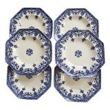 19th Century Ironstone Soup Plates with Rouen Pattern from Longchamp, Set of 6 For Sale
