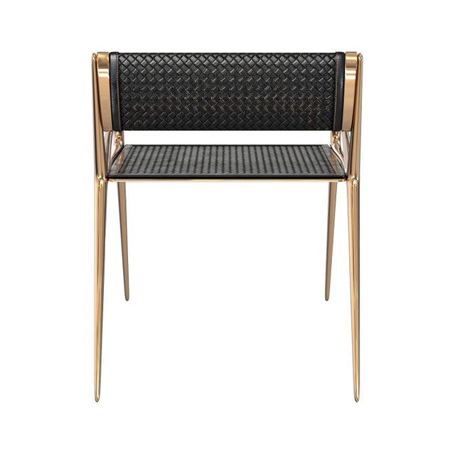 Not Yet Made - Made To Order "Tmlss" Chair, With Bronze and Tailor Made Woven Leather For Sale - Image 5 of 8