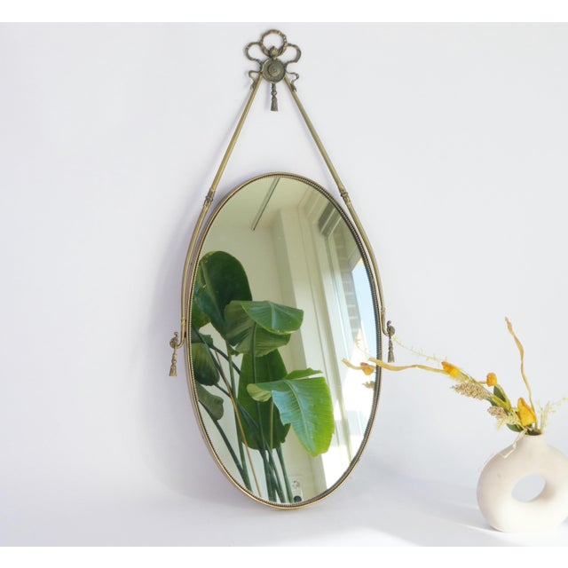 Vintage Italian Oval Brass Mirror, 1920s For Sale - Image 11 of 11
