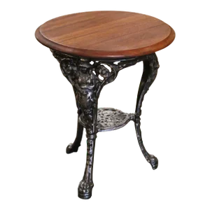 19th Century English Walnut Top Polished Iron Garden Bistrot Pub Table