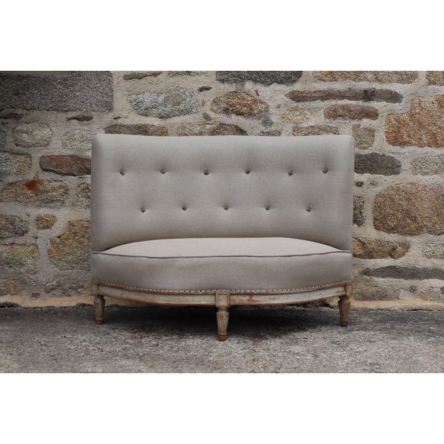 19th Century French Napoleon III Benches in Natural Linen, Set of 2 For Sale - Image 3 of 11