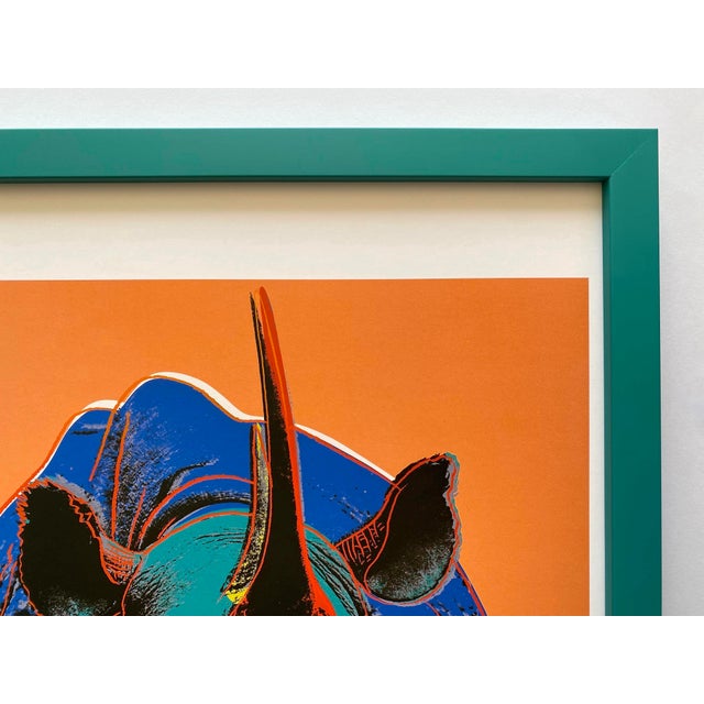 Andy Warhol Estate Vintage 1989 Endangered Species Framed Lithograph Pop Art Print " Black Rhinoceros " 1983 For Sale - Image 11 of 16