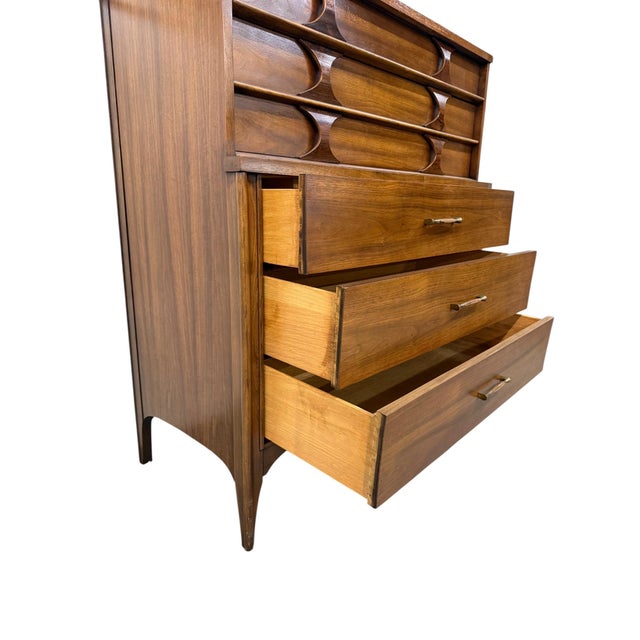 Wood Mid-Century Modern Kent Coffey Perspecta Walnut High Chest For Sale - Image 7 of 9