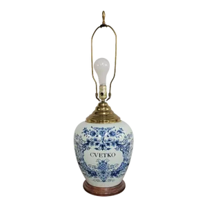 Vintage Blue Delft Porcelain Table Lamp