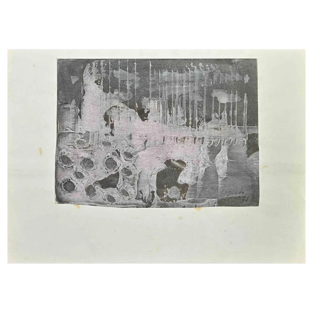 Ramón Sánchez Cascado, Abstract Composition, Original Mixed Media on Paper, 1961 For Sale