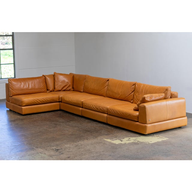 Vintage Corner Sofa in Natuzzi Cognac Leather, Italy, 2004, Set of 5 For Sale - Image 11 of 16