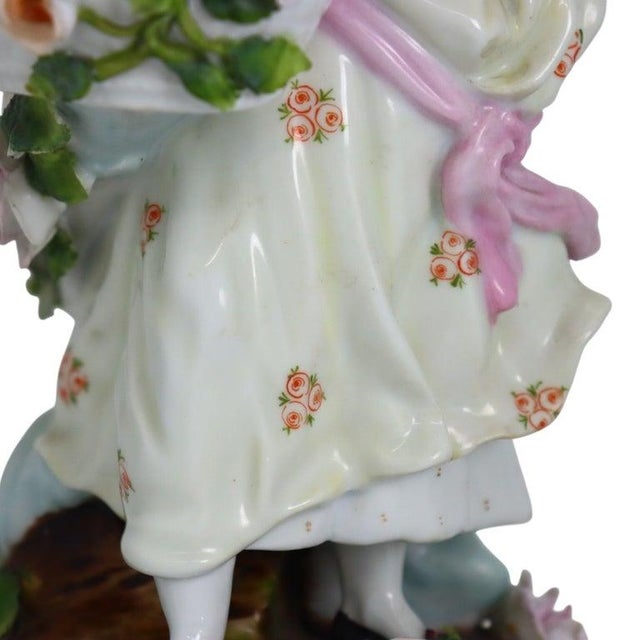 Ceramic Pair 21" Meissen Style Figural & Floral Porcelain Candelabras C1890 For Sale - Image 7 of 18