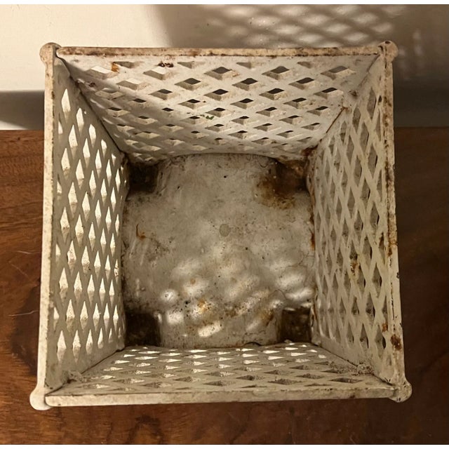 Early 20th Century Cast Iron Small Scale Table Top Lattice Cachepot, Jardiniere, Planter, Orchid Pot For Sale - Image 10 of 12