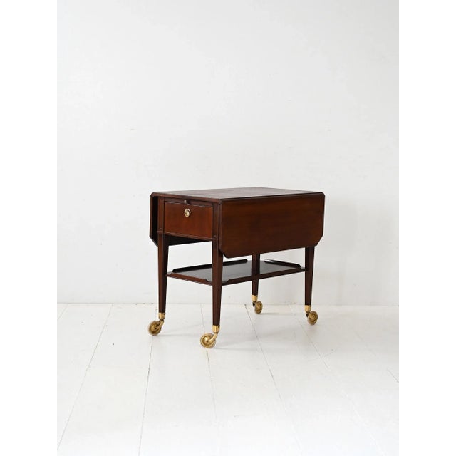 Vintage Scandinavian Mahogany Trolley, 1940s For Sale - Image 3 of 11