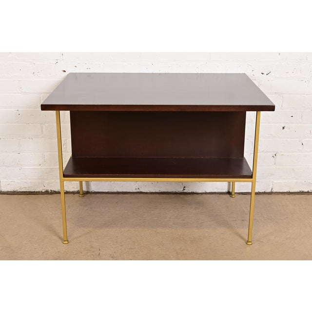 Paul McCobb Irwin Collection Mahogany and Brass Nightstand or End Table, Newly Refinished For Sale - Image 9 of 12