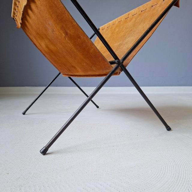 Vintage Magazine Holder in Leather, 1950s For Sale - Image 6 of 8