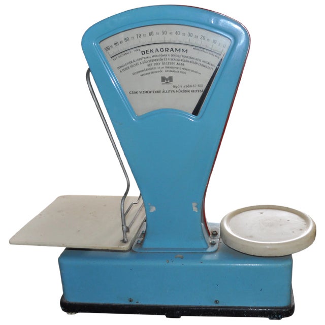 Vintage Dusty Blue Market Scale, 1960s For Sale