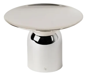 Round Top & Cylindrical Base Varnished Silver-Nickel Plated Platter by Avlu